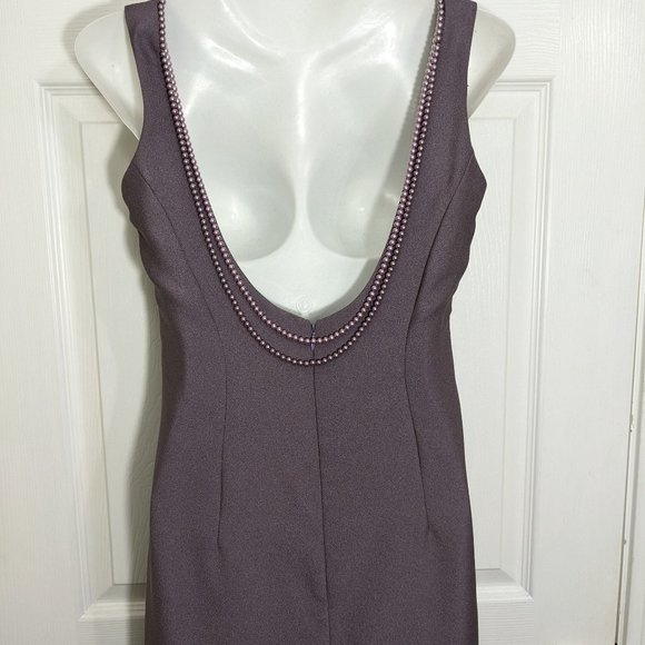 Watters & Watters Heather Sleeveless Faux Pearl Neckline Maxi Formal Dress - 6 - Picture 8 of 15